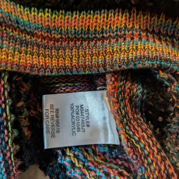 JOHN PAUL RICHARD Lightweight Openwork Knit Multicolor Boho Cardigan M - Picture 6 of 6